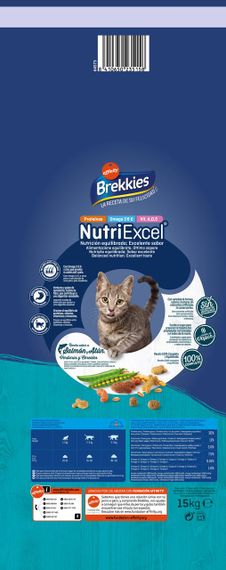Сухий корм для котів Brekkies Cat Salmon and Tuna 15 кг повноцінний раціон для дорослих котів лосось з тунцем | Зображення 1