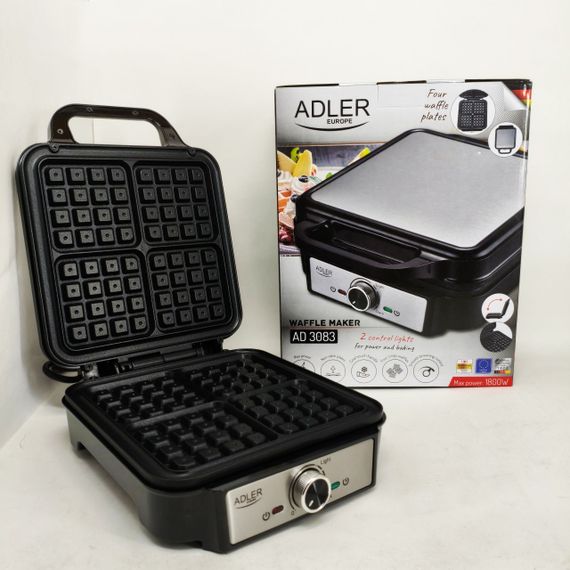 Електрична вафельниця Adler AD 3083 з антипригарним покриттям, регулюванням температури та 1800Вт TO-51