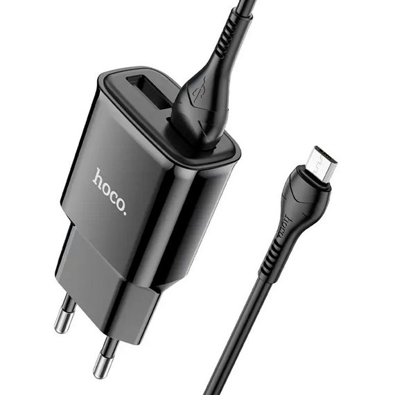 Набір СЗУ 110-240V HOCO C88A+ кабель Micro, 2xUSB, 2.4A, кабель 1м, Black, Box | Зображення 2