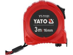 Рулетка YATO Польша : L= 3 м x 16 мм, з сталевою стричкою, нейлоновим покриттям, подвийним блокуванням