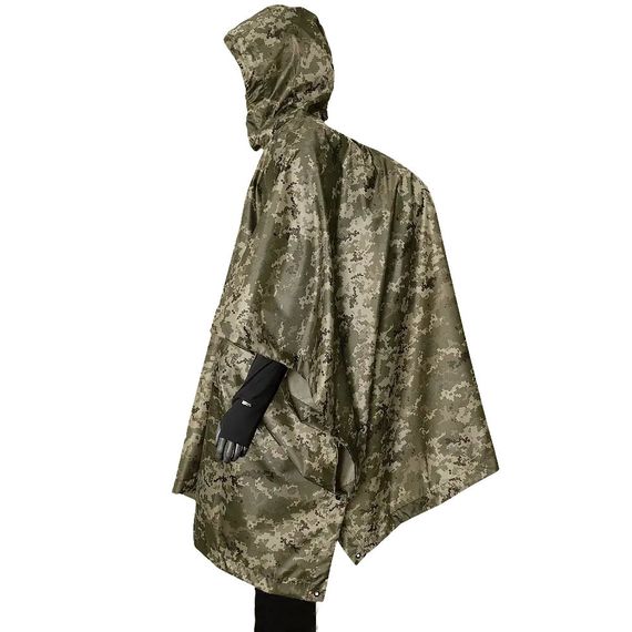 Плащ-намет із люверсами. Дощовик пончо для військових, плащ-намет тактичний TA-364 камуфляж піксель | Зображення 4