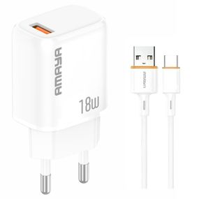 МЗП Amaya U79S QC3.0 18W (1USB-A) + кабель USB to Type-C White