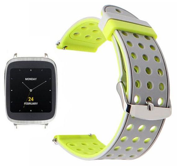 Двухсторонний ремешок с перфорацией для часов Asus ZenWatch 2 (WI501Q) - Grey&Yellow