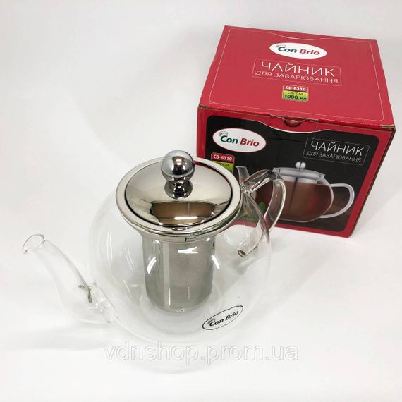 Красиві заварники для чаю Con Brio 1 л CB-6310, Чайник зі скляним заварником, Чайники для заварювання PU-11 | Зображення 4
