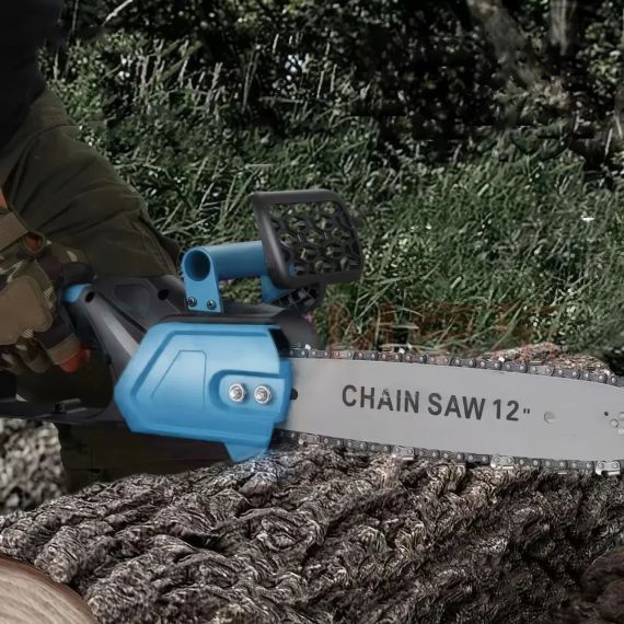 Ланцюгова пила з шиною 12 дюймів і 2 акумуляторами 48 В кейсі Electric Saw Blue | Зображення 4