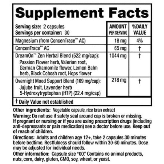 Комплекс для сна RidgeCrest Herbals DreamOn Zen 60 Veg Caps RCH162 | Зображення 1