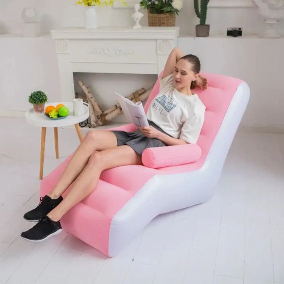 Надувний диван з підлокітниками Inflatable Sofa / Портативне складане крісло для дому, дачі, туризму та відпочинку, 140х85х80 см