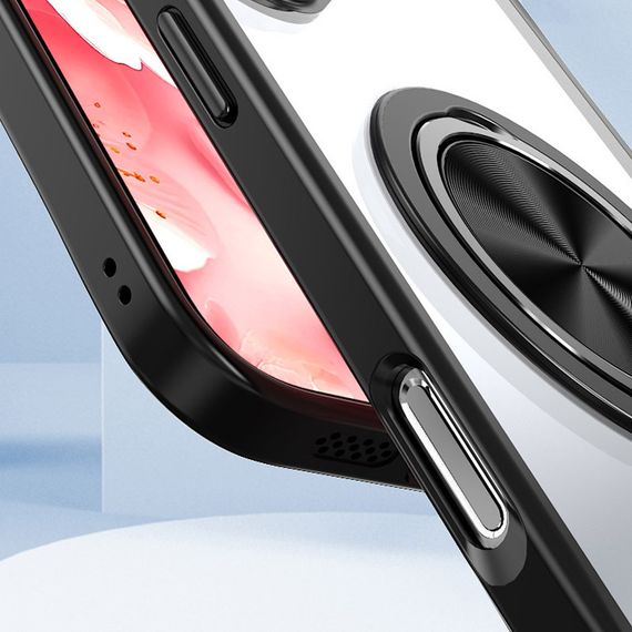 TPU+PC чохол Metal Ring with MagSafe для Apple iPhone 16 Pro (6.3") Чорний | Зображення 1