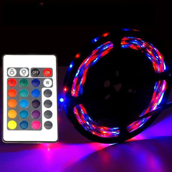 Комплект Светодиодная лента многоцветная 3528 RGB комплект 5м c пультом | Зображення 1