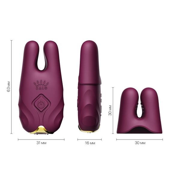 Смарт-вібратор для грудей Zalo - Nave Velvet Purple, пульт ДК, робота через додаток | Зображення 2
