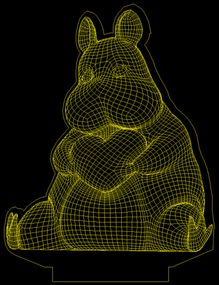 Акриловый светильник-ночник Бегемот с сердцем желтый tty-n000708