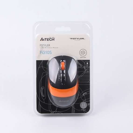 Миша бездротова A4Tech Fstyler FG10S (Orange),  безшумна, USB, колір чорний+помаранчевий | Зображення 5