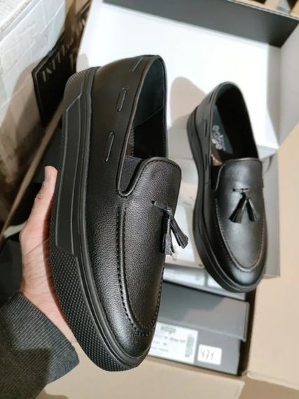 Черные мужские мокасины из кожи 45 размер | Зображення 6