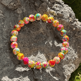 Браслет з натурального каменю, різнокольорові мармурові намистини 8мм Без бренду 2227500050331