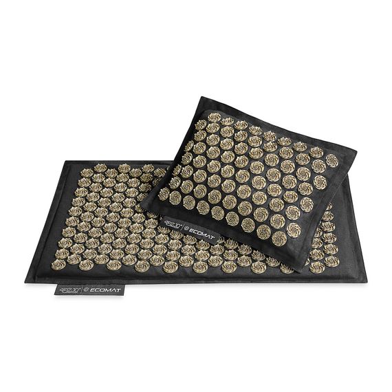 Килимок акупунктурний 4FIZJO Eco Mat Аплікатор Кузнєцова з подушкою 68 x 42 см Black/Gold 4FJ0179 (P-5907739311566) | Зображення 1