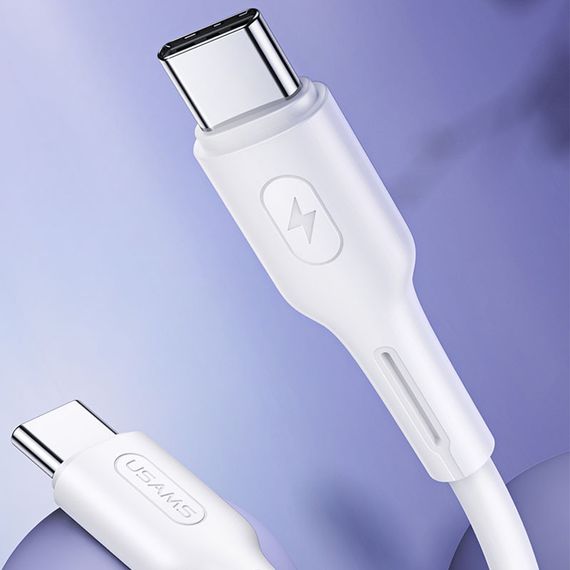 Дата кабель USAMS US-SJ459 U43 Type-C to Type-C 100W PD (1.2m) Білий | Зображення 1