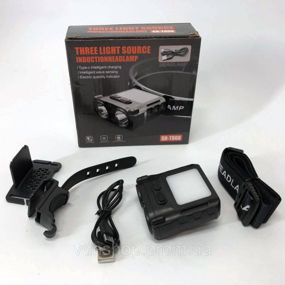 Ліхтар на голову акумуляторний світлодіодний потужний SH-T808-2XPE-20SMD-white/red YK-20 | Зображення 2