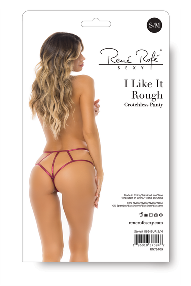 Трусики I LIKE IT ROUGH CROTCHLESS PANTY BURGUNDY, S/M | Зображення 3