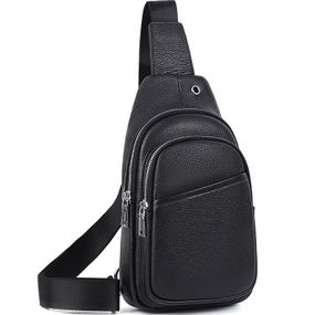 Сумка-слінг чоловіча чорна через плече з натуральної шкіри TIDING BAG A25F-515-1A