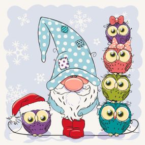 Картина за номерами полотні "Гномік із совами" Art Craft 15556-AC 30х30 см