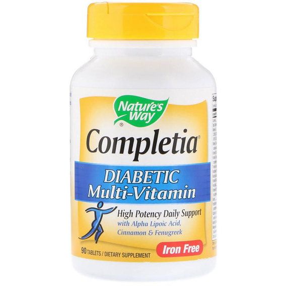 Комплекс для профілактики діабету Nature's Way Completia Diabetic Multi-Vitamin Iron Free 90 Tabs
