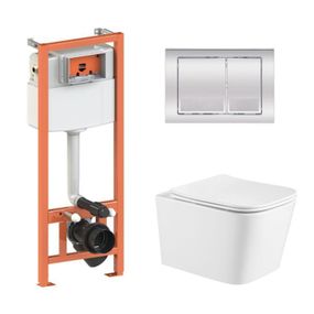 Готове рішення Qtap для ванної кімнати: підвісний унітаз Crow Ultra Quiet 490x360x290 + комплект інсталяції Nest 4 в 1