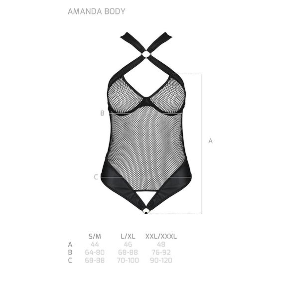Сітчастий боді з халтером Passion Amanda Body L/XL, black | Зображення 4