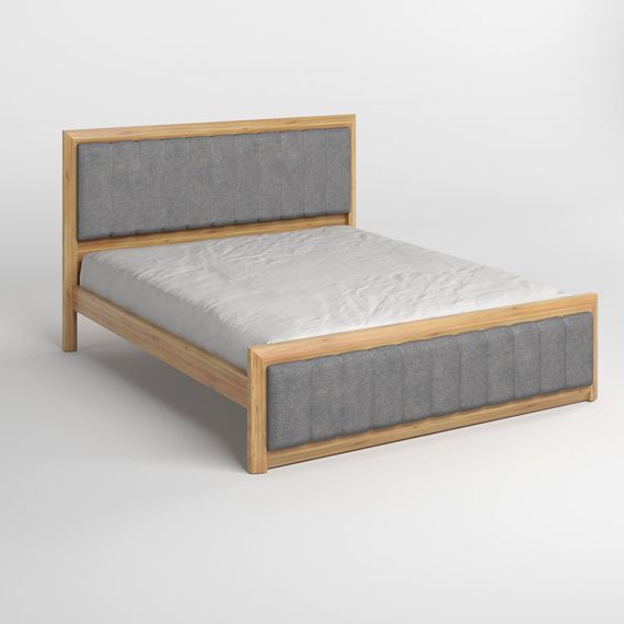 Двоспальне дерев'яне ліжко Mebigrand Барселона Б1 Горіх світлий/Аляска 93 (Сірий) 160х200 см (MBG-11519) | Зображення 1