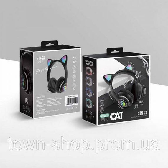 Беспроводные LED наушники с кошачьими ушками CAT STN-28. Цвет: черный | Зображення 6