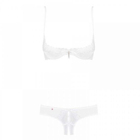 Комплект відкриті груди Obsessive ALABASTRA Set L / XL Білий, Білий, L/XL | Зображення 3