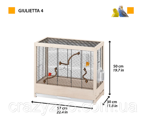 Клетка для канареек и маленьких птиц Ferplast Giulietta 4 деревянная 57x30x50 см 52067017 | Зображення 1