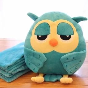 Мягкая игрушка " Happy Baby" Сова плед-подушка трансформер 3 в 1 зеленый