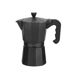 Кавоварка гейзерна 300мл (6 порцій) алюмінієва MR-1666-6-BLACK Espresso Moka Maestro