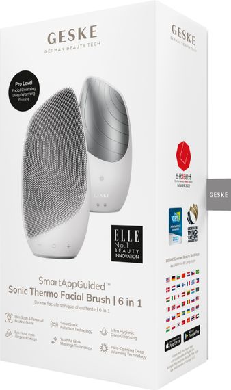 Електронна звукова термо щітка для обличчя GESKE Sonic Thermo Facial Brush 6в1 white | Зображення 7