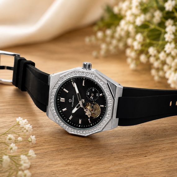 Наручний механічний годинник Forsining 8313 Black-Silver-Black | Зображення 1