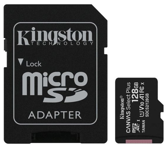 Карта пам'яті Kingston microSDHC 128GB Canvas Select + A1 (W100/W85) + SD адаптер (SDCS2/128GB)