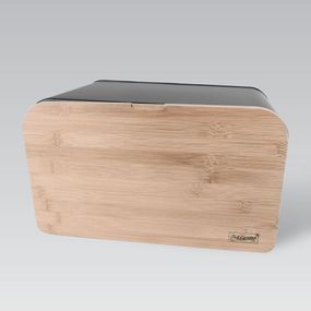 Хлібниця металева Maestro MR-1770-black з обробною дошкою чорна