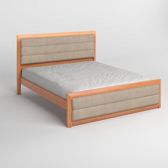 Двоспальне дерев'яне ліжко Mebigrand Барселона Б5 Яблуня/Аляска 23 (Бежевий) 180х190 см (MBG-13246) | Зображення 1