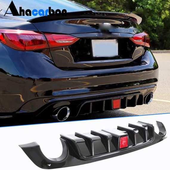 Дифузор заднього бампера V1 (для Q50 Base/Sport 2018-2023, Карбон) для Infiniti Q50/Q60 рр