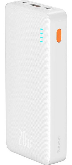 Павербанк Baseus Airpow 20000 mAh, швидка зарядка 20W QC3.0 PD3.0, USB + Type‑C, білий | Зображення 1