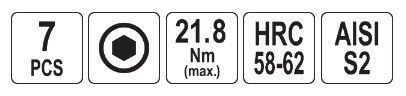 Набор бит насадка отвертки HEX 1/2" Н4-Н12 7 штук YATO YT-0412 | Зображення 2