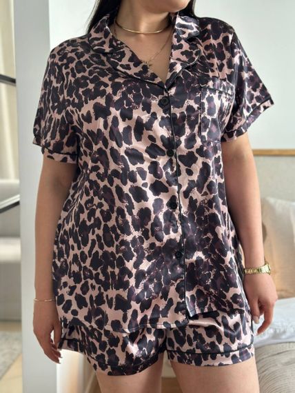Леопардова піжама PLUS SIZE сорочка з шортами | Зображення 5