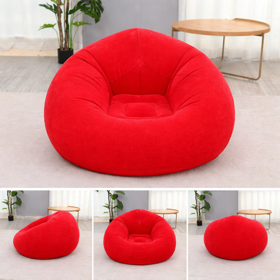 Надувное кресло-пуф Inflatable Sofa / Надувное кресло-мешок 110×110×85 см Красный | Зображення 1