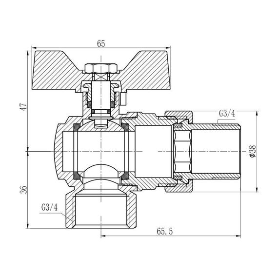 Кран кульовий "Американка" SD Forte 3/4" кутовий SF221W20 | Зображення 1