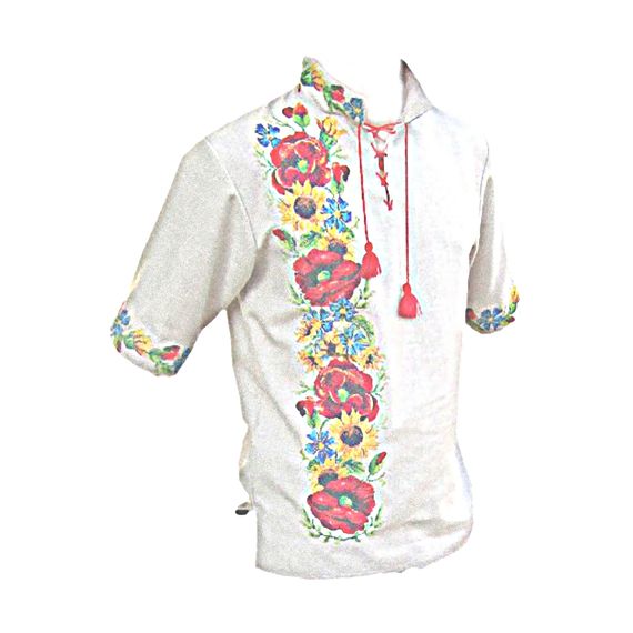Рубашка Украинская вышиванка 343 цвет серый размер L/XL | Зображення 1