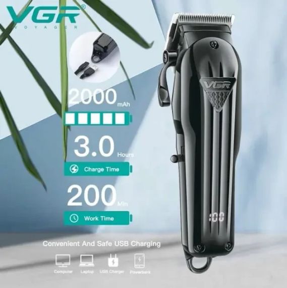 Машинка для стрижки волосся VGR V-282 6 насадок, LED Display | Зображення 4