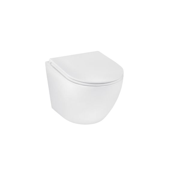 Унітаз підвісний безобідковий Kroner Harz WHI493736 RIMLESS з сидінням Slim Duroplast / Soft-close / Quick rel