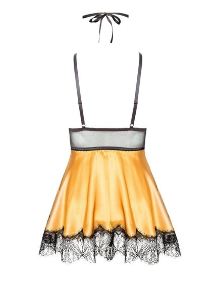 Сорочка с маской Beauty Night EVE CHEMISE mask, thong Золотистый S/M | Зображення 5