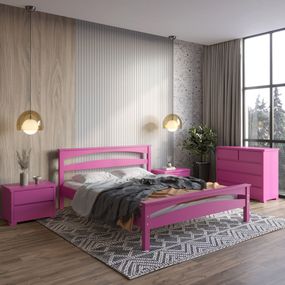 Двоспальне дерев&#039;яне ліжко Mebigrand Чикаго Сіті Рожевий (S2060R30B) 140х190 см (MBG-9920)