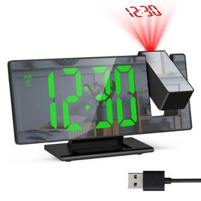 Часы настольные с проекцией времени, DS-3618LP, от USB / Зеркальные часы с будильником / Электронные часы с